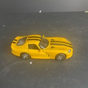 Yellow 1997 Dodge Viper Die Cast Car with Black Stripes